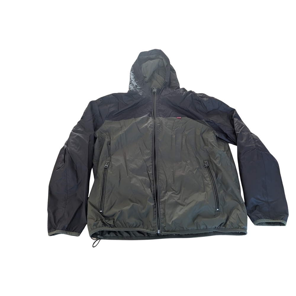 EUC Levi's Mens XL Green Black Retro Nylon Windbreaker Rain Jacket Lined